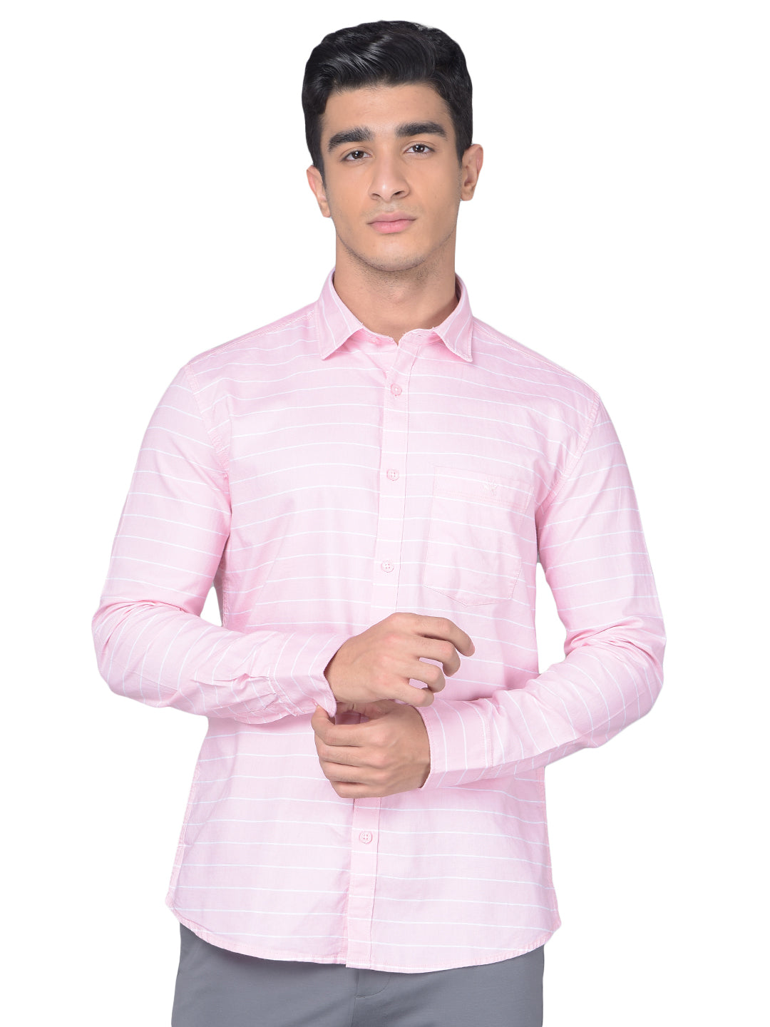 Pink Striped Shirt-Men Shirts-Crimsoune Club