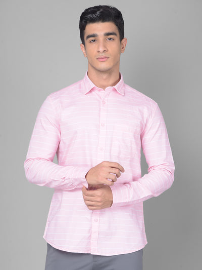 Pink Striped Shirt-Men Shirts-Crimsoune Club