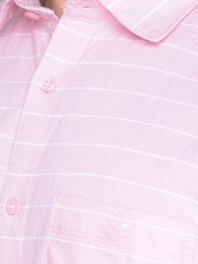 Pink Striped Shirt-Men Shirts-Crimsoune Club