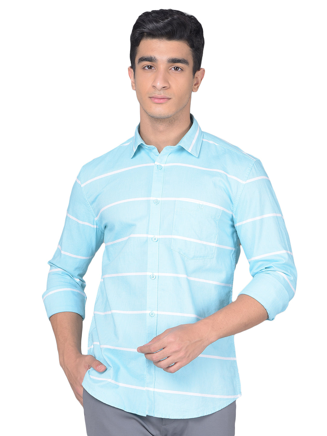 Blue Stripe Shirt-Men Shirts-Crimsoune Club