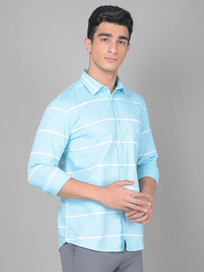 Blue Stripe Shirt-Men Shirts-Crimsoune Club