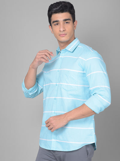 Blue Stripe Shirt-Men Shirts-Crimsoune Club