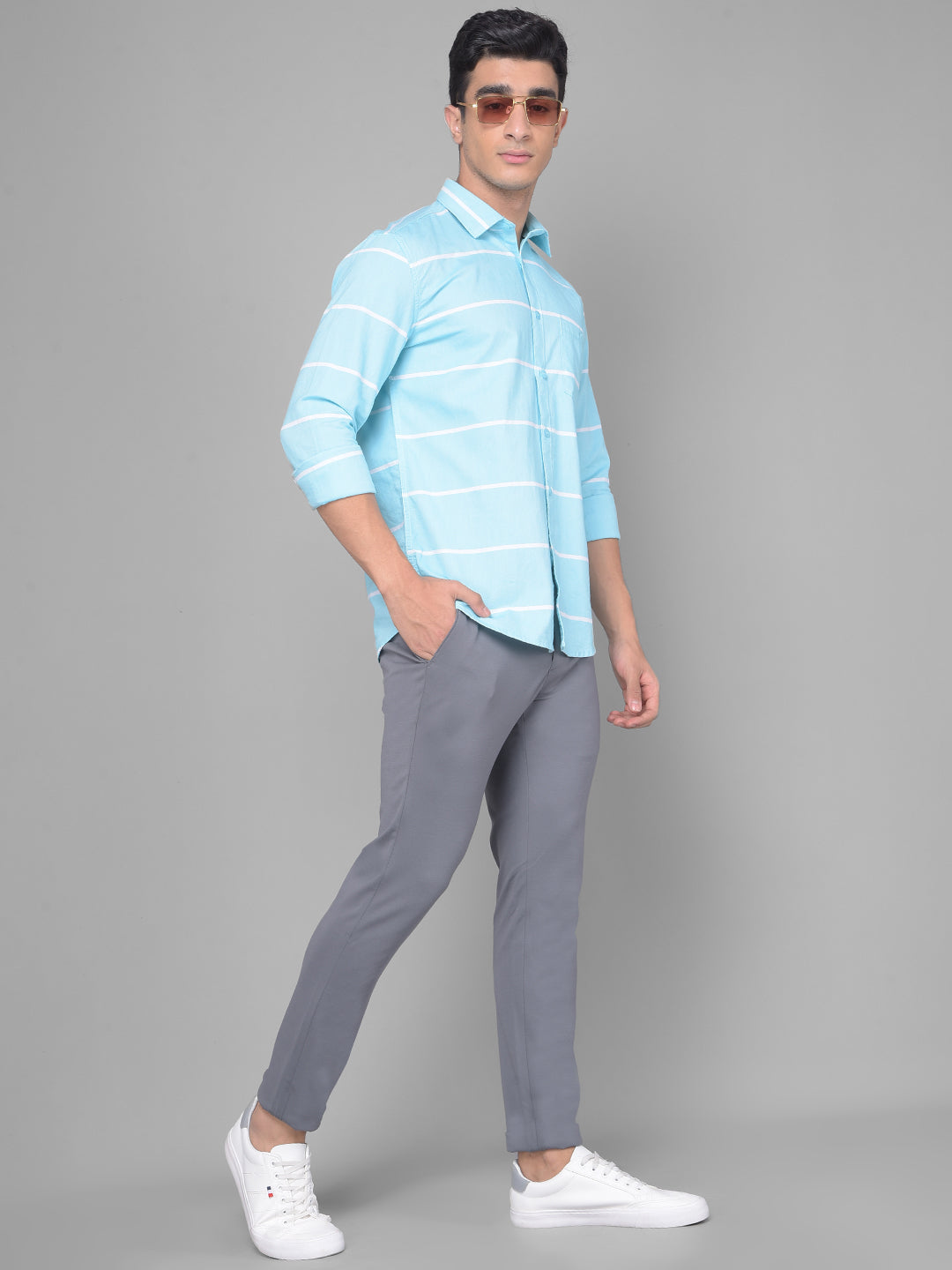 Blue Stripe Shirt-Men Shirts-Crimsoune Club