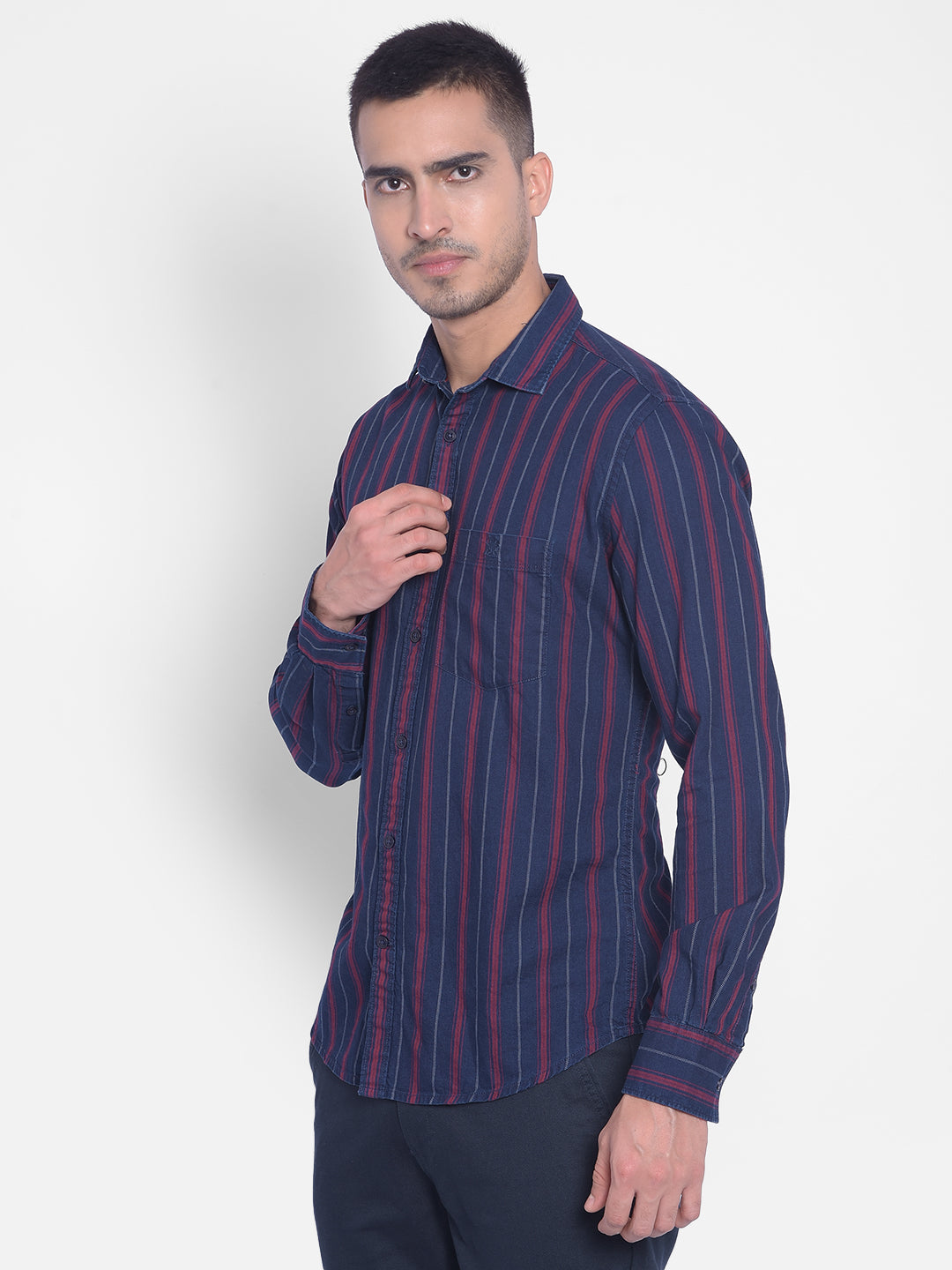 Red Striped Shirt-Men Jeans-Crimsoune Club