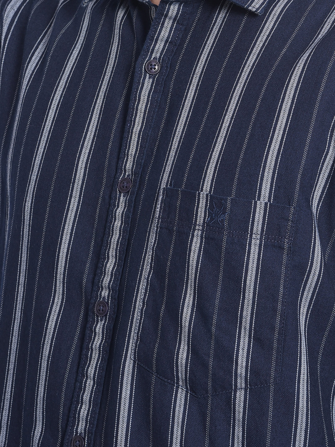 Navy Blue Striped Shirt-Men Shirts-Crimsoune Club