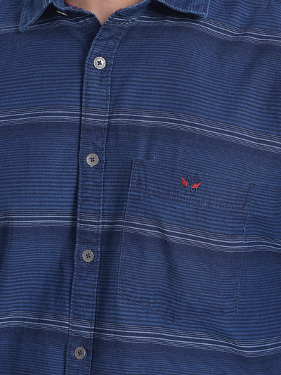 Navy Blue Striped Shirt-Men Jeans-Crimsoune Club