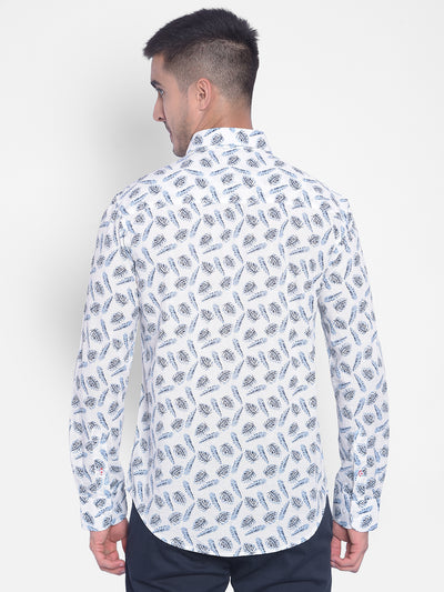 White Printed Shirt-Men Jeans-Crimsoune Club