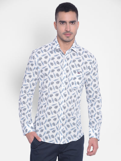 White Printed Shirt-Men Jeans-Crimsoune Club