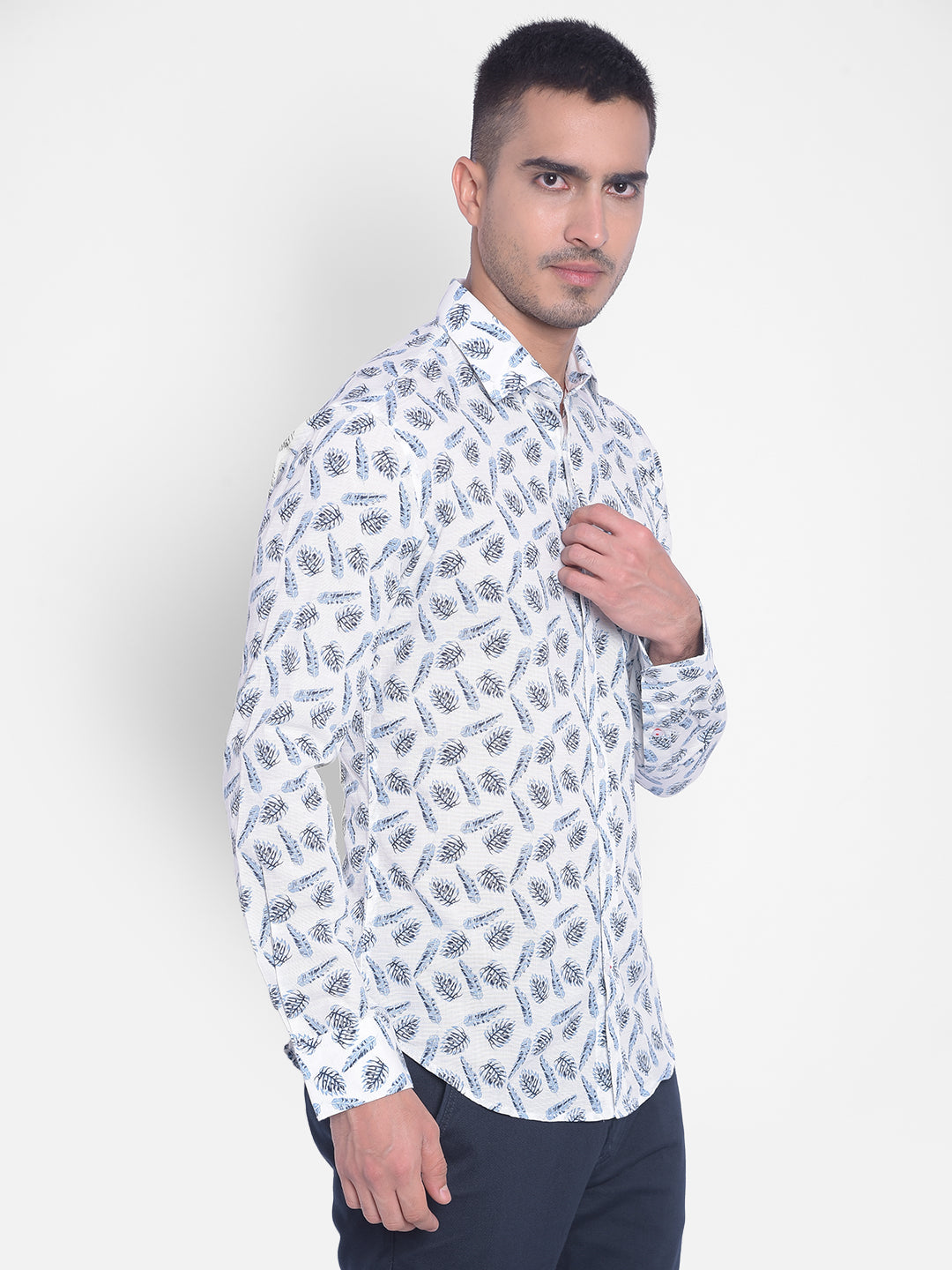White Printed Shirt-Men Jeans-Crimsoune Club