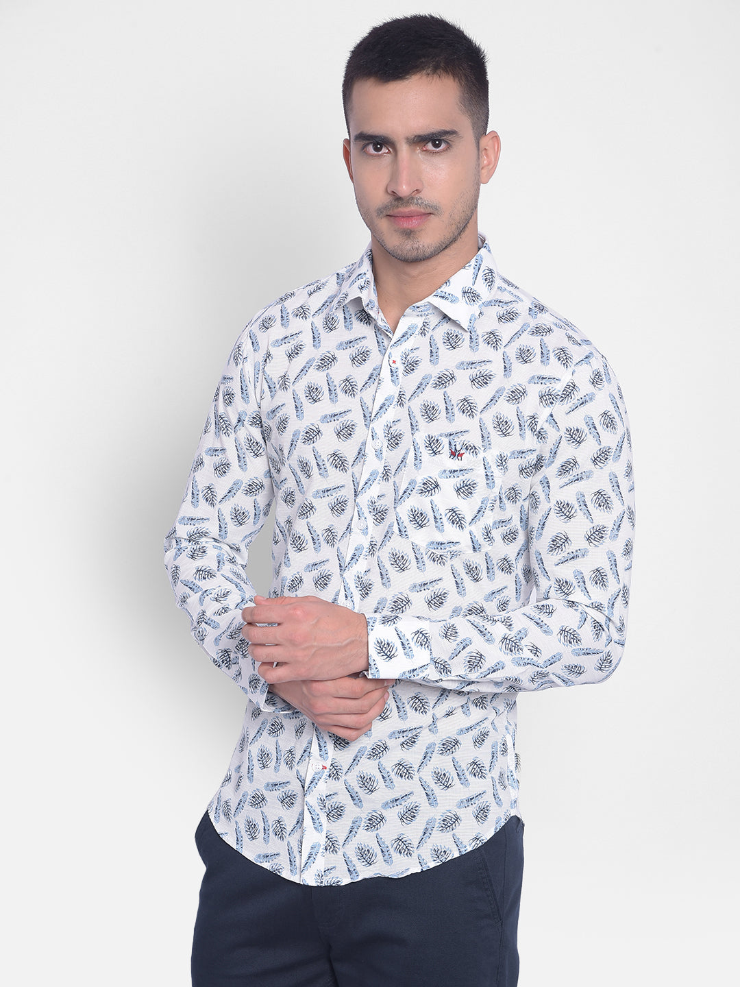 White Printed Shirt-Men Jeans-Crimsoune Club