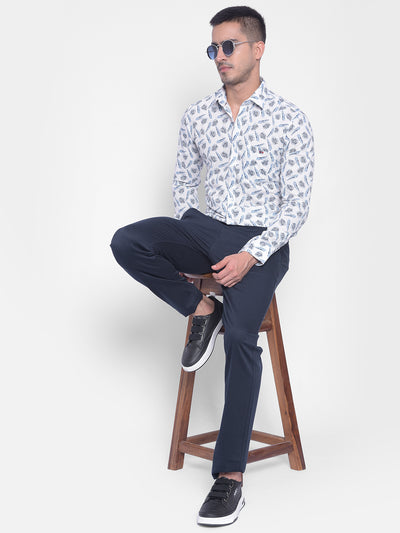 White Printed Shirt-Men Jeans-Crimsoune Club