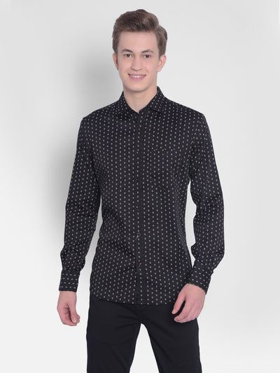 Black Printed Shirt-Men Shirts-Crimsoune Club