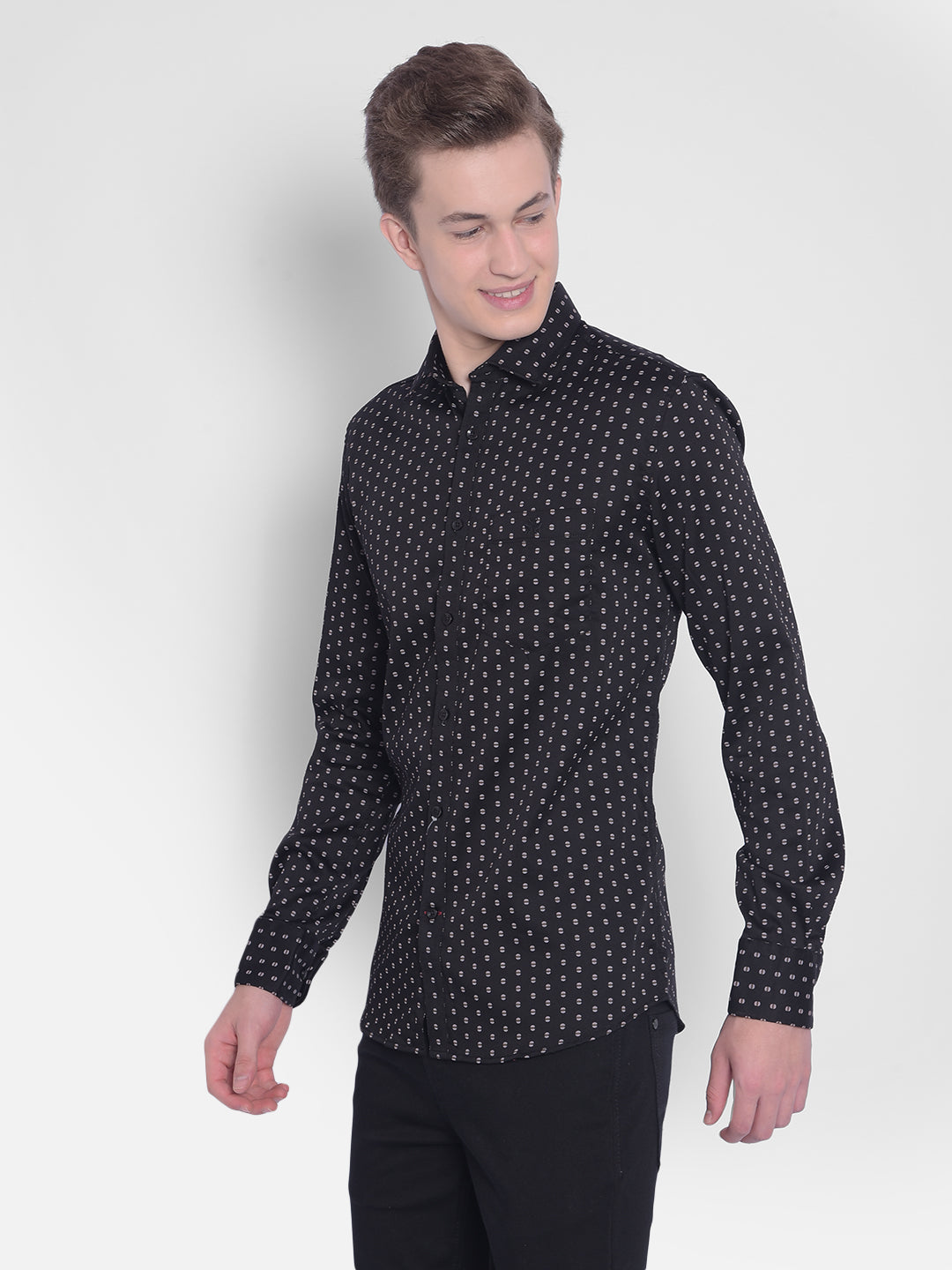 Black Printed Shirt-Men Shirts-Crimsoune Club