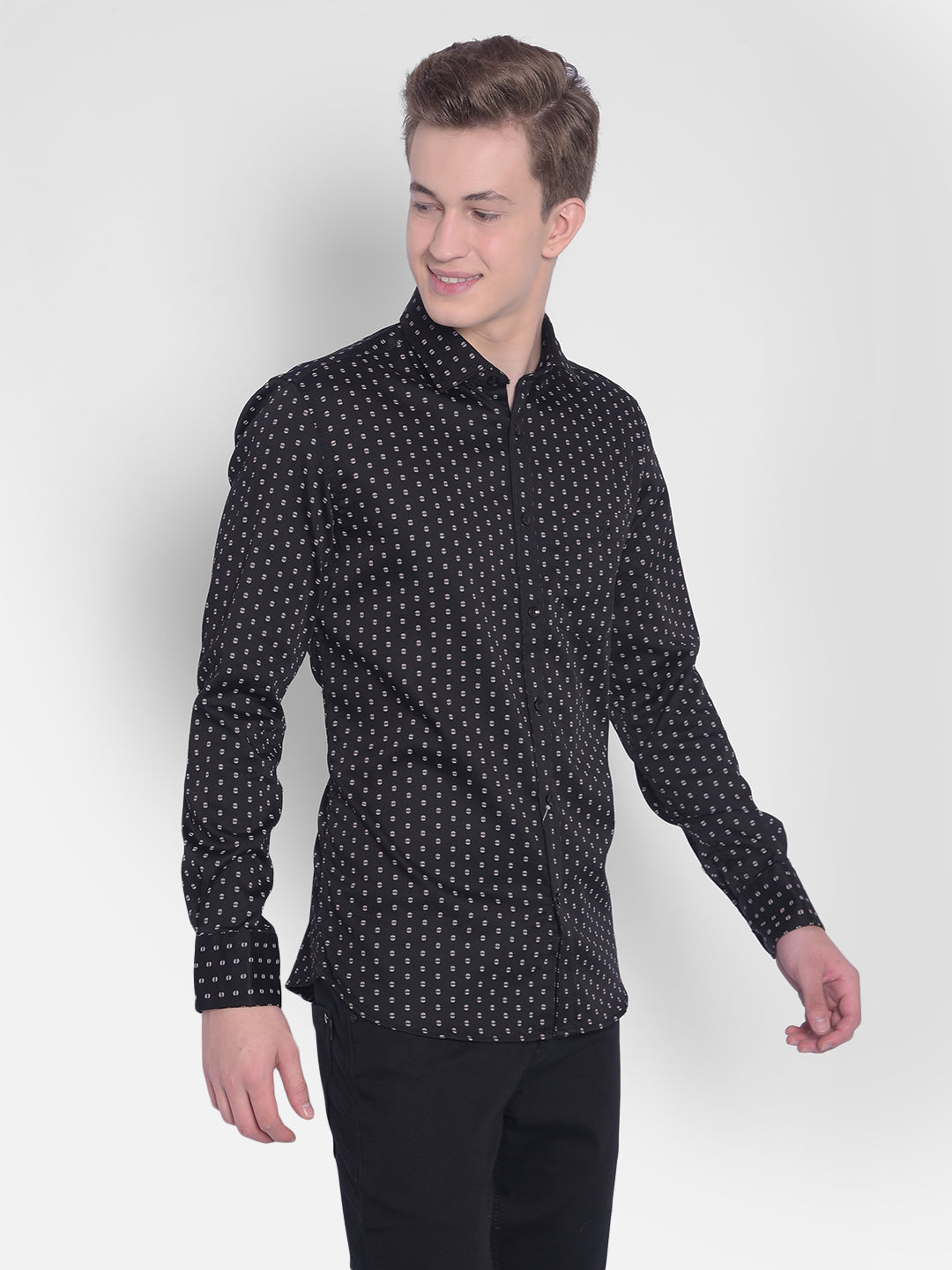 Black Printed Shirt-Men Shirts-Crimsoune Club