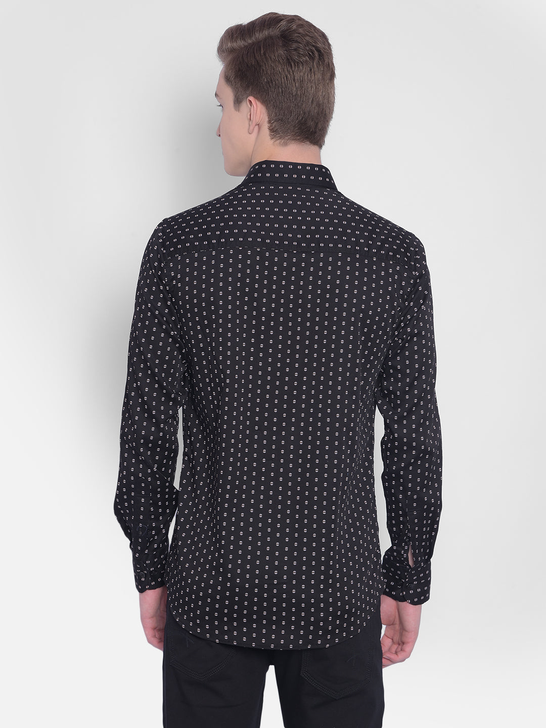 Black Printed Shirt-Men Shirts-Crimsoune Club