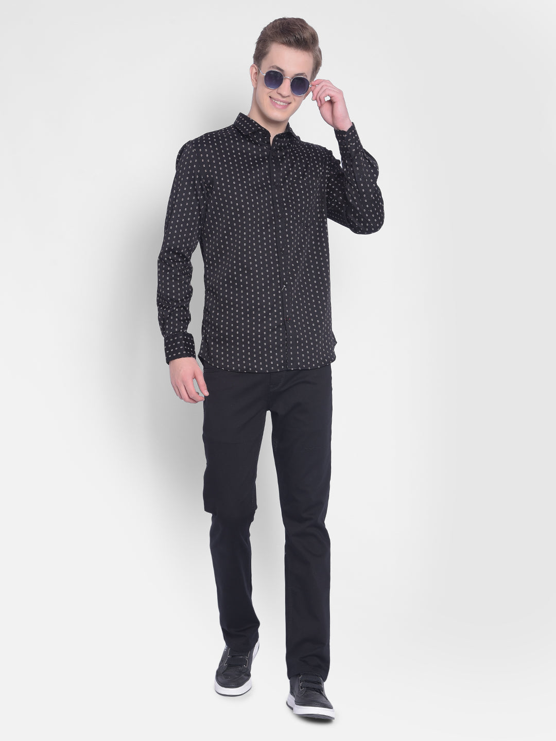 Black Printed Shirt-Men Shirts-Crimsoune Club