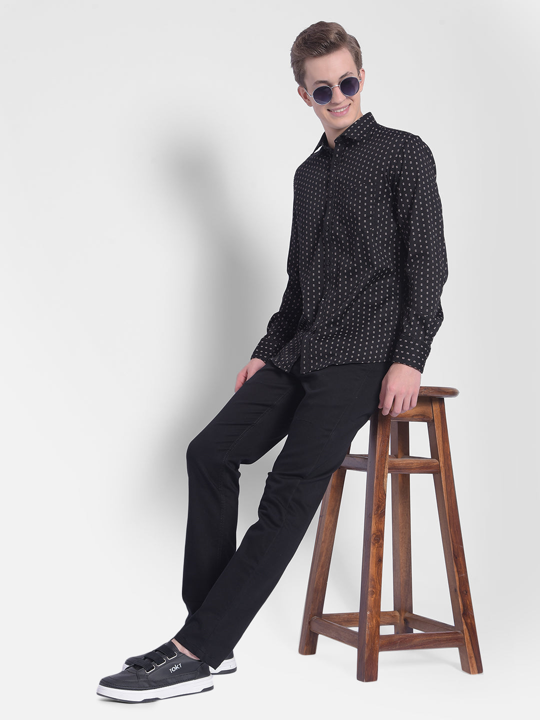 Black Printed Shirt-Men Shirts-Crimsoune Club