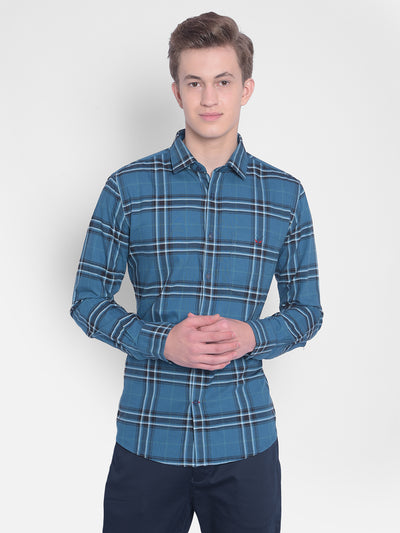 Blue Checked Shirt-Men Shirts-Crimsoune Club