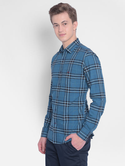 Blue Checked Shirt-Men Shirts-Crimsoune Club