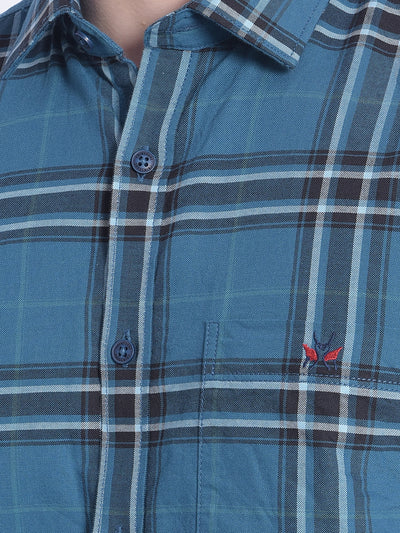 Blue Checked Shirt-Men Shirts-Crimsoune Club