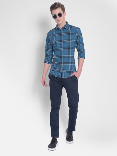 Blue Checked Shirt-Men Shirts-Crimsoune Club