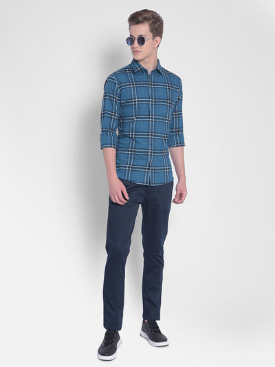 Blue Checked Shirt-Men Shirts-Crimsoune Club