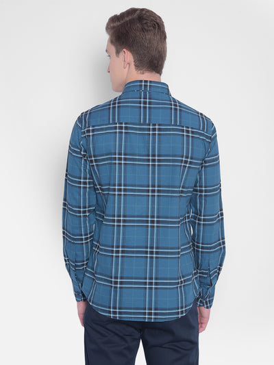 Blue Checked Shirt-Men Shirts-Crimsoune Club