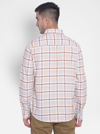 Beige Checked Shirt-Men Jeans-Crimsoune Club