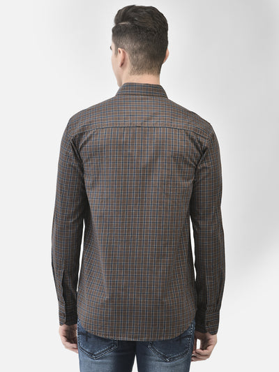 Brown Checked Shirt-Men Shirts-Crimsoune Club