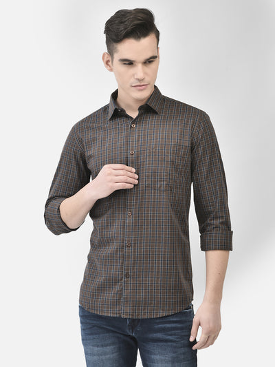 Brown Checked Shirt-Men Shirts-Crimsoune Club