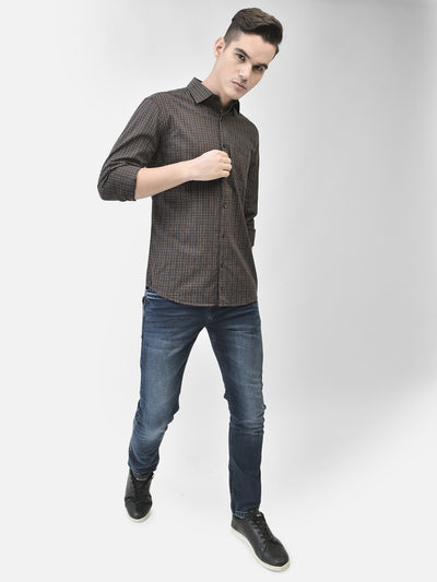 Brown Checked Shirt-Men Shirts-Crimsoune Club