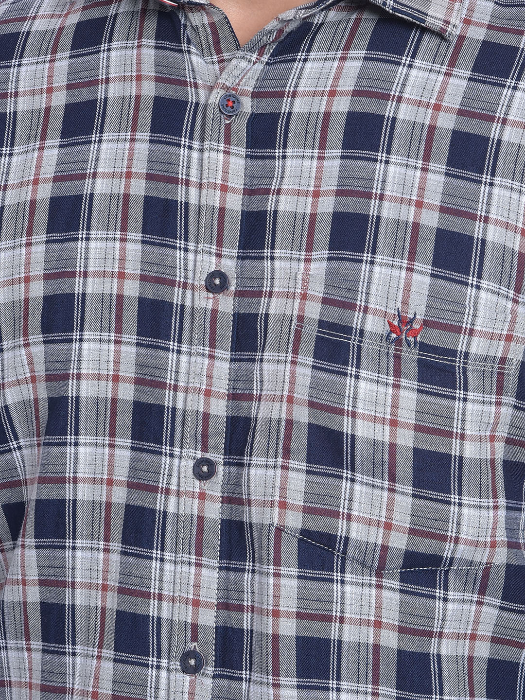 Blue Checked Shirt-Men Jeans-Crimsoune Club