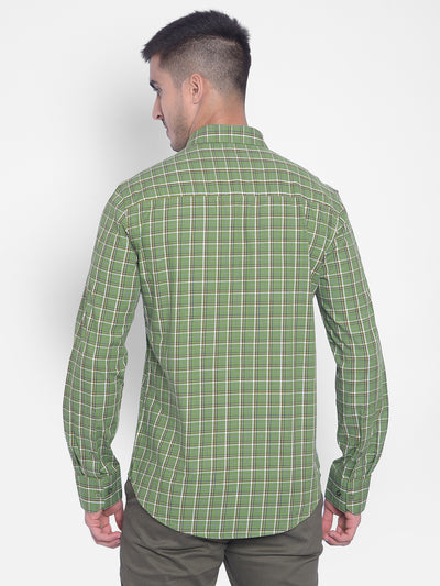 Green Checked Shirt-Men Jeans-Crimsoune Club