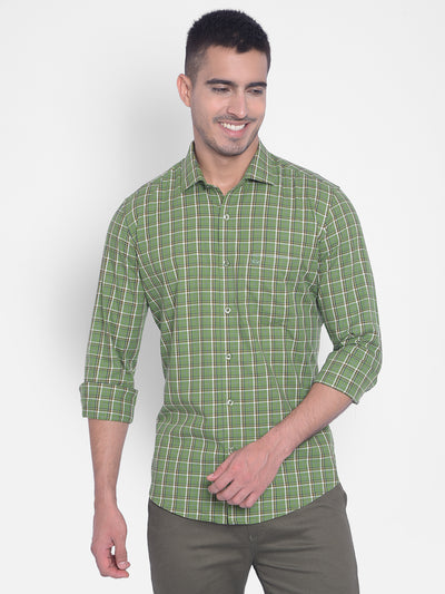 Green Checked Shirt-Men Jeans-Crimsoune Club