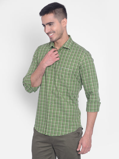 Green Checked Shirt-Men Jeans-Crimsoune Club