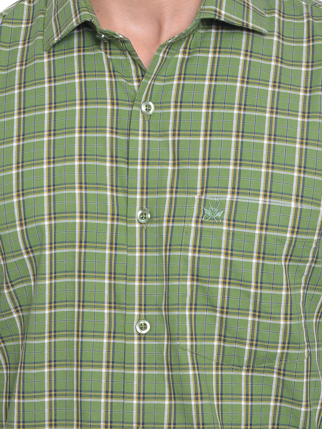Green Checked Shirt-Men Jeans-Crimsoune Club