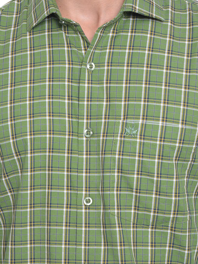 Green Checked Shirt-Men Jeans-Crimsoune Club