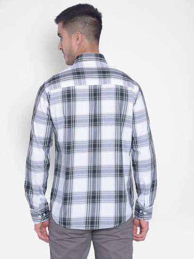 White Checked Shirt-Men Jeans-Crimsoune Club
