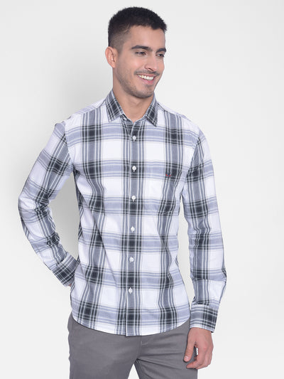 White Checked Shirt-Men Jeans-Crimsoune Club
