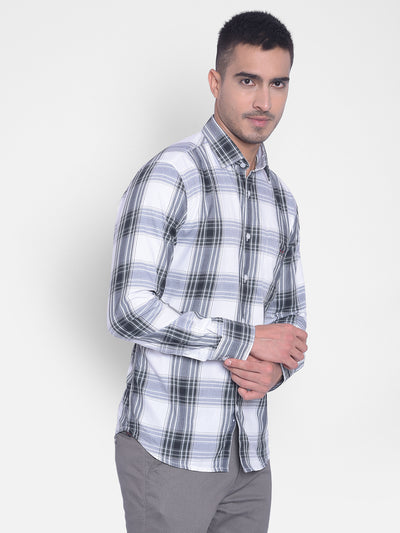 White Checked Shirt-Men Jeans-Crimsoune Club