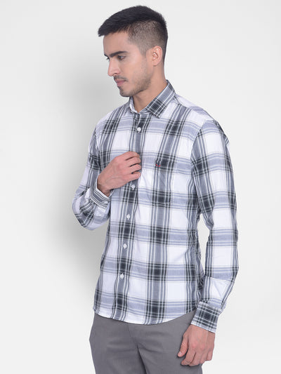 White Checked Shirt-Men Jeans-Crimsoune Club