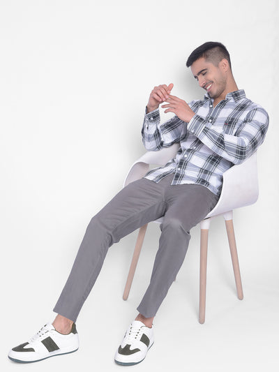 White Checked Shirt-Men Jeans-Crimsoune Club
