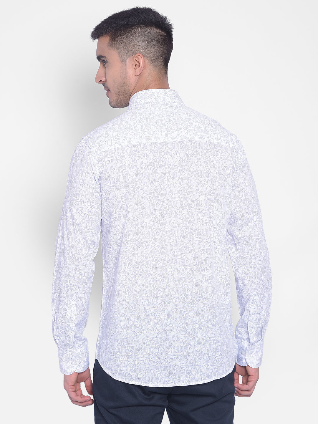 White Printed Shirt-Men Jeans-Crimsoune Club