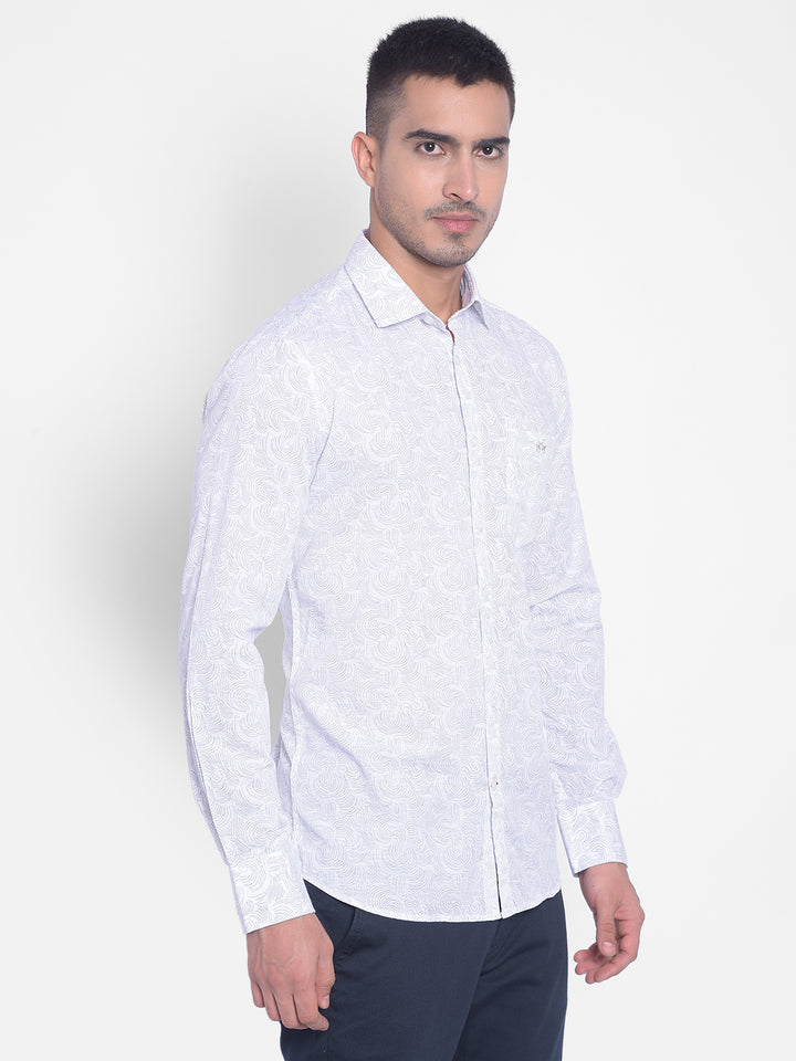 White Printed Shirt-Men Jeans-Crimsoune Club