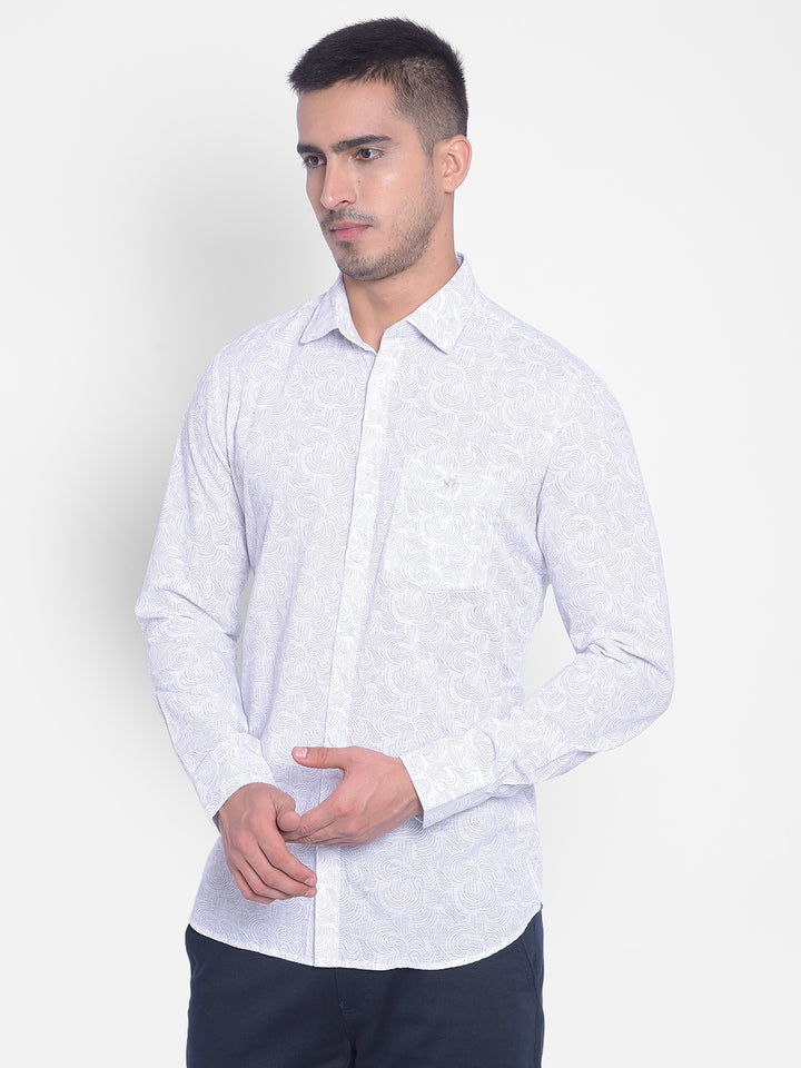 White Printed Shirt-Men Jeans-Crimsoune Club