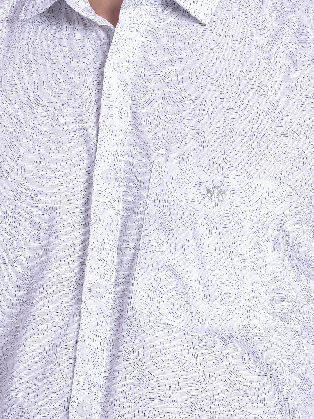 White Printed Shirt-Men Jeans-Crimsoune Club