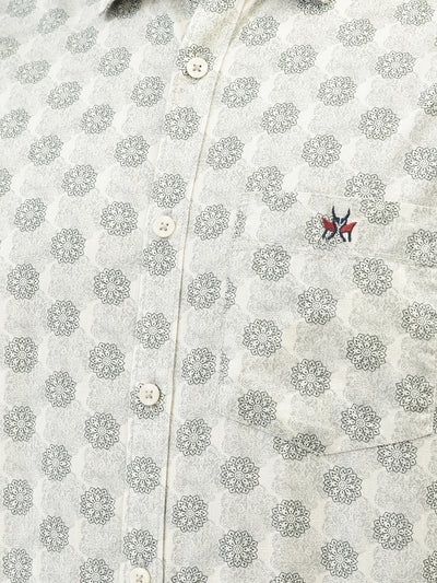 Cream Printed Shirt-Men Shirts-Crimsoune Club