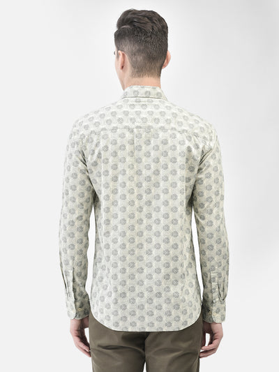 Cream Printed Shirt-Men Shirts-Crimsoune Club