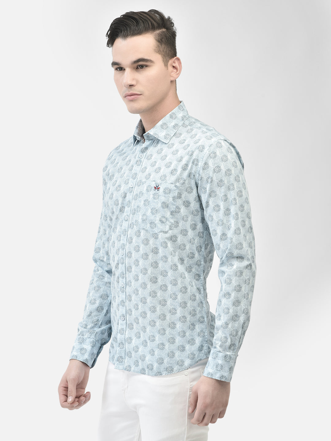 Blue Printed Shirt-Men Shirts-Crimsoune Club