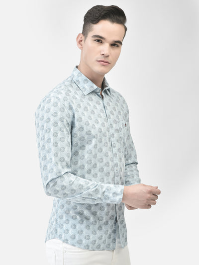 Blue Printed Shirt-Men Shirts-Crimsoune Club